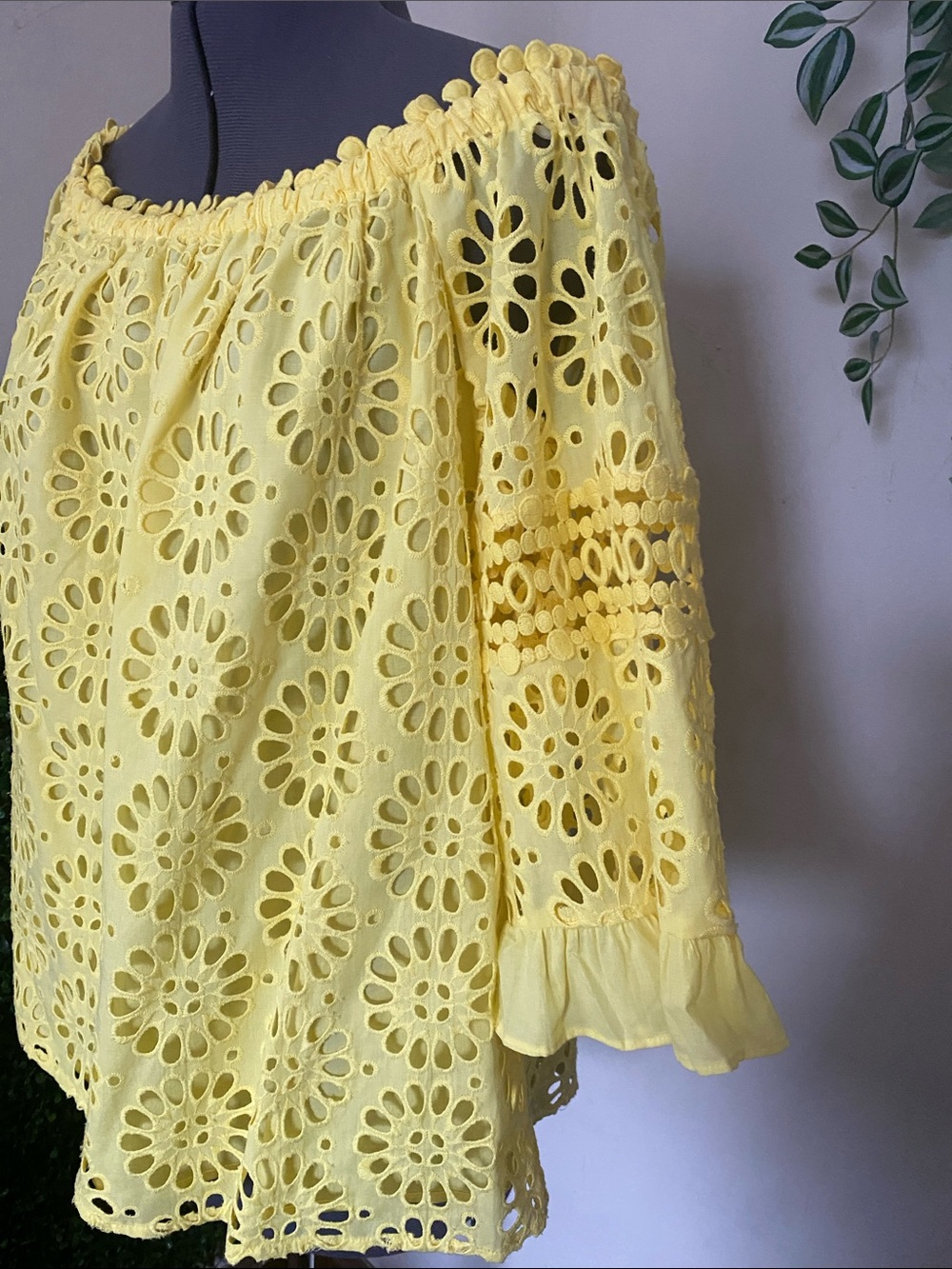 Lilly Pulitzer Yellow Eyelet Off-Shoulder Blouse - Picture 2 of 6